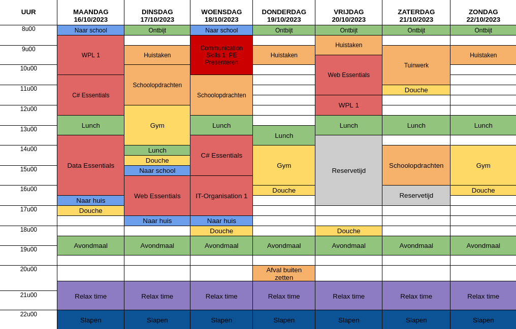 schedule for week 42 of 2023